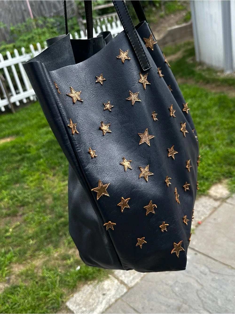 Red Valentino Leather Tote Bag Black With Stars